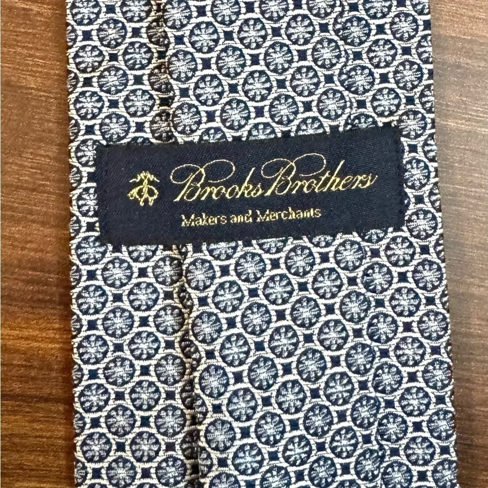 BROOKS BROTHERS Makers and Merchants Blue Silk Geometric Tie